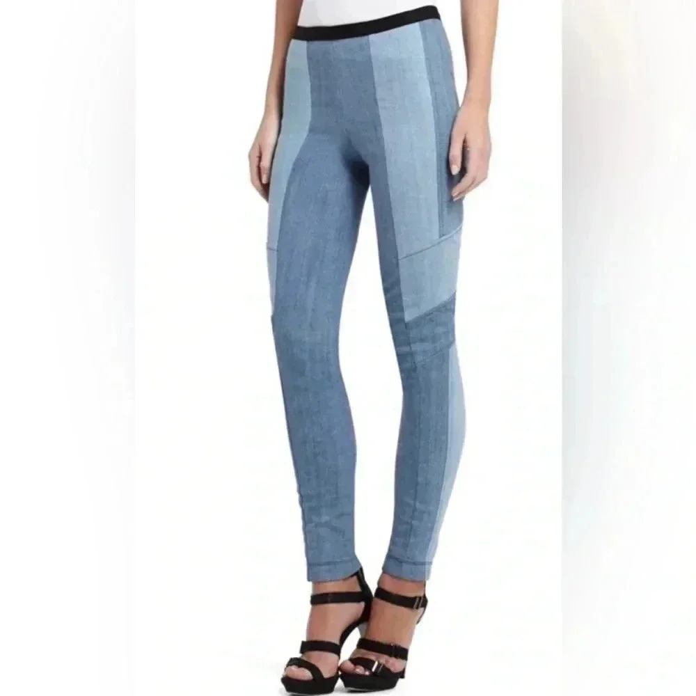 BCBG Patchwork MAXAZARIA Jegging Blue Jean Pants Size Small